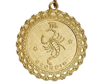 Vintage Gold Skorpion Sternzeichen Medaillon Halskette, Boho Horoskop Anhänger