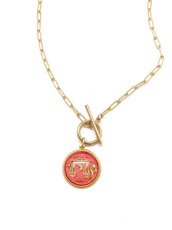 vintage Libra zodiac charm necklace  astrological 