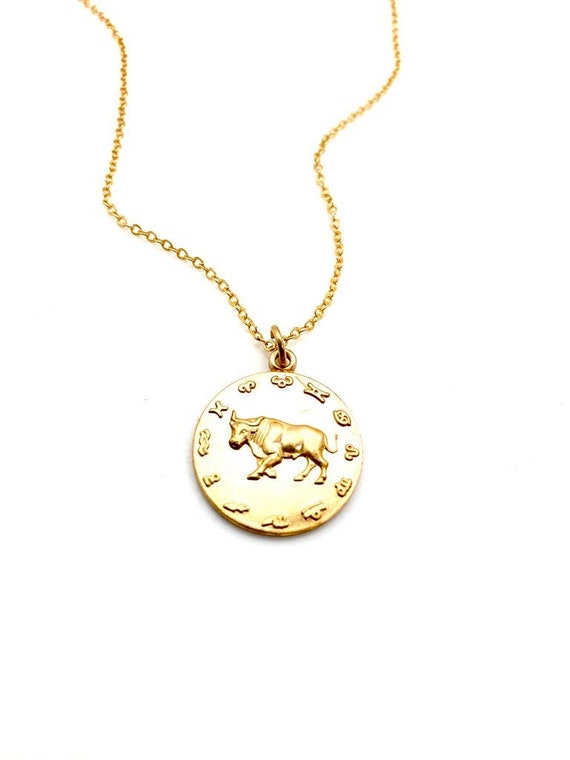 Large vintage rare Taurus embossed pendant, Vintag