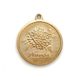 Vintage November Flower of the Month charm necklace, November Chrysanthemum Flower of the Month charm