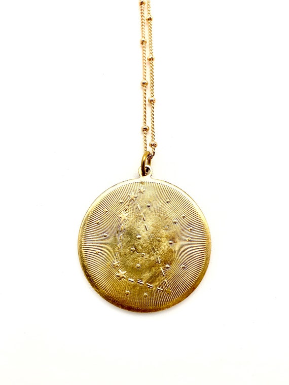 Vintage brass capricorn disc coin medallion charm… - image 5