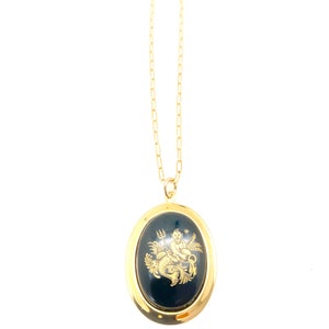 Large amazing vintage aquarius charm 1970&#39;s,  gold satellite chain, beautiful Rare vintage horoscope necklace, deadstock astrological sign