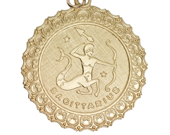 Naszyjnik z mosiądzu w stylu vintage ze znakiem zodiaku Strzelca, medalion w stylu boho z horoskopem