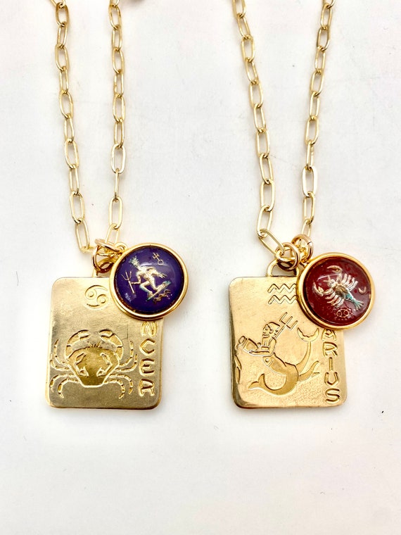 Vintage Aries zodiac brass charms, boho astrologi… - image 6