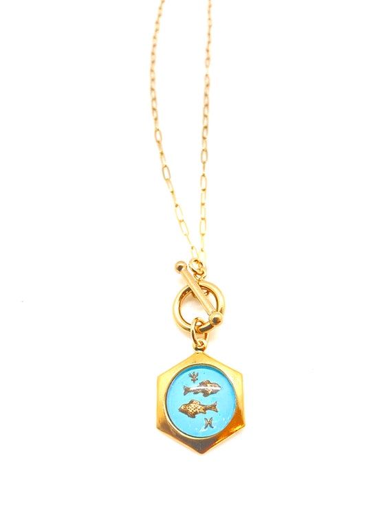 vintage zodiac  toggle necklace  astrological sign