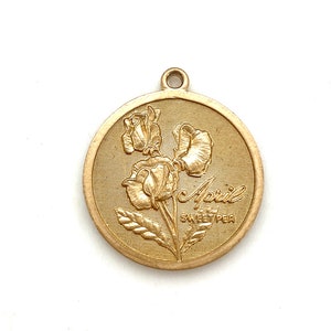 Vintage April Flower of the Month charm necklace, April Sweet Pea Flower of the Month charm