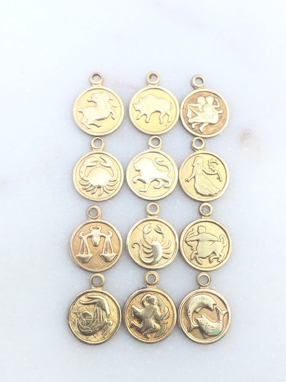 Tiny gold zodiac sign  Vintage little star signs  