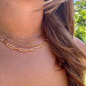 Medium weight paperclip chain, 14 karat gold filled rectangular chain, boho jewelry, 14k gold chain,  perfect layering chain, 16 inch 18