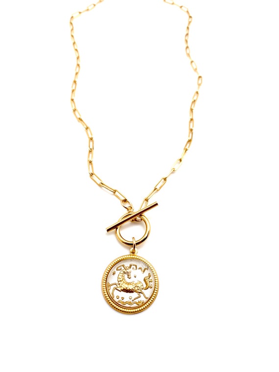 vintage aries  zodiac charm necklace  astrological