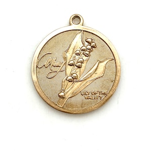 Vintage May Flower of the Month charm necklace, May Lily Flower of the Month charm