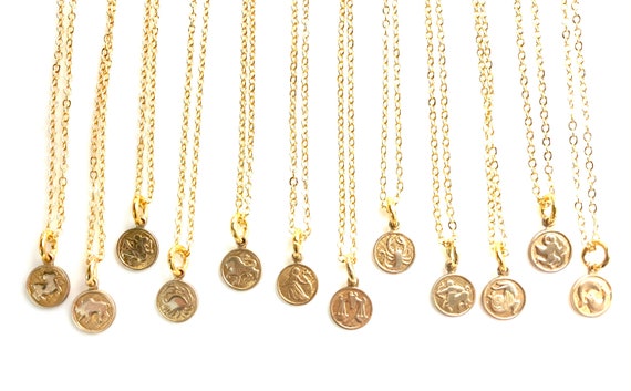 Tiny gold zodiac sign  Vintage cancer necklace  L… - image 9