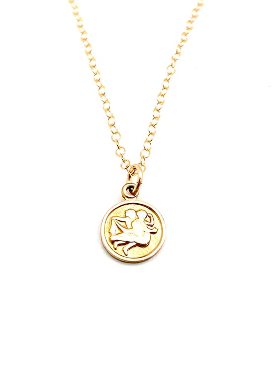 Tiny gold zodiac sign  Vintage gemini  necklace  L
