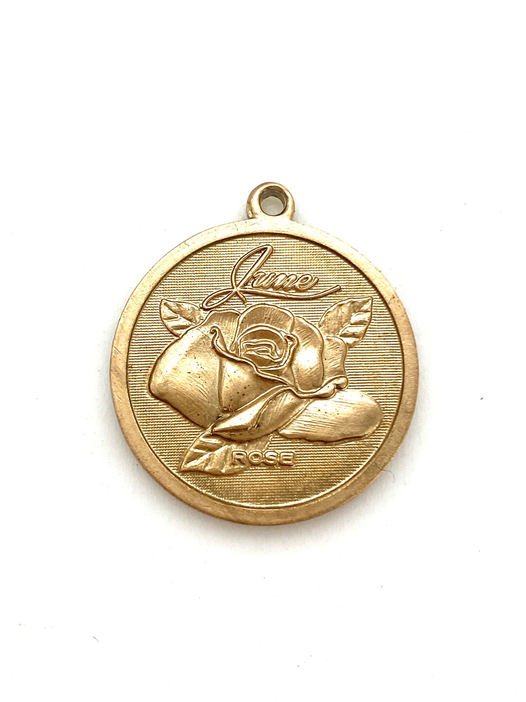 Vintage june flower of the month charm necklace june rose flower of