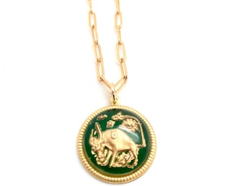 vintage taurus charm boho horoscope glass taurus zodiac pendant vintage bull zodiac necklace 1970's taurus charm vintage bull 4/20-5/20