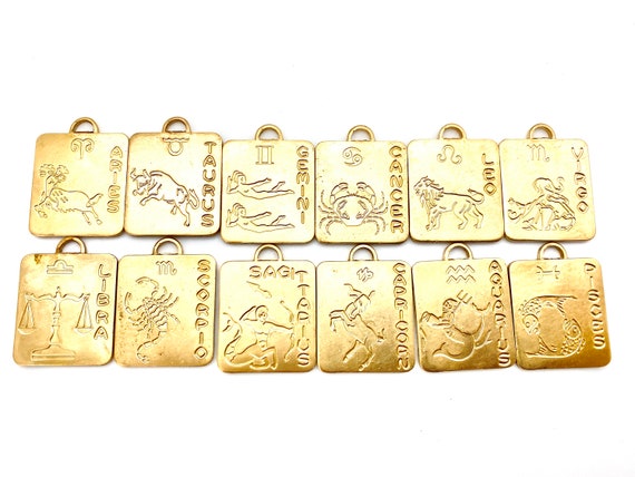 Vintage Aries zodiac brass charms, boho astrologi… - image 2