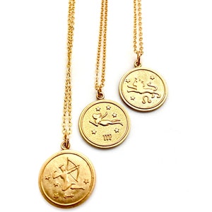 vintage zodiac charm necklace, astrological charms on chain, vintage horoscope charms, 1970&#39;s zodiac charms, birthday necklace, boho gift