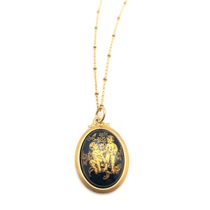 Rare Vintage small black & gold zodiac charm necklace, made in Germany 1970s, Rare vintage deadstock, unique vintage horoscope gift image 8