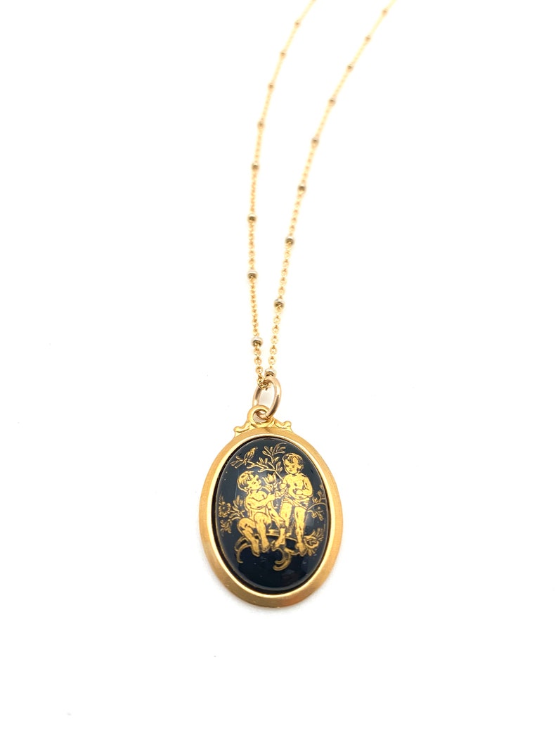Rare Vintage small black & gold zodiac charm necklace, made in Germany 1970s, Rare vintage deadstock, unique vintage horoscope gift image 8