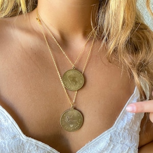 Vintage Brass Zodiac Medallion Necklace, Horoscope Astrology Charm image 5