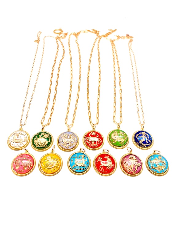 vintage zodiac necklace  vintage astrological sig… - image 1