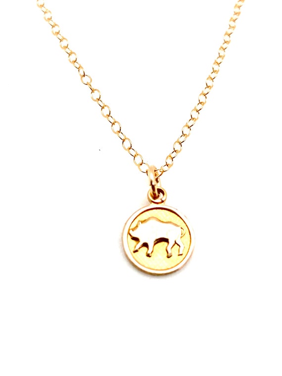 Tiny gold zodiac sign  Vintage taurus necklace  Li