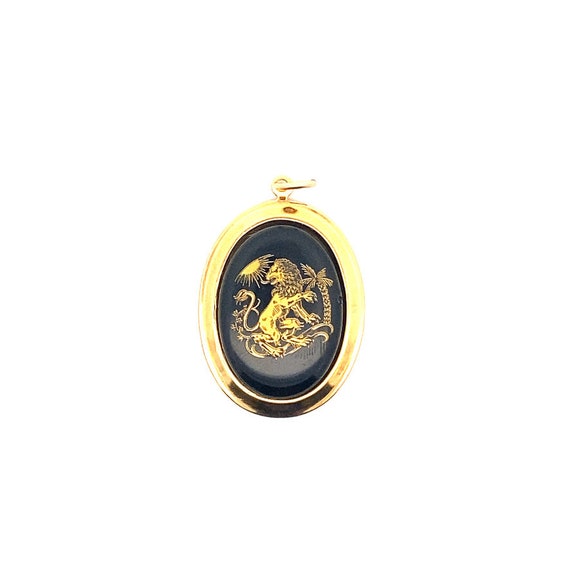 Rare Vintage Large black & gold Leo zodiac charm … - image 3