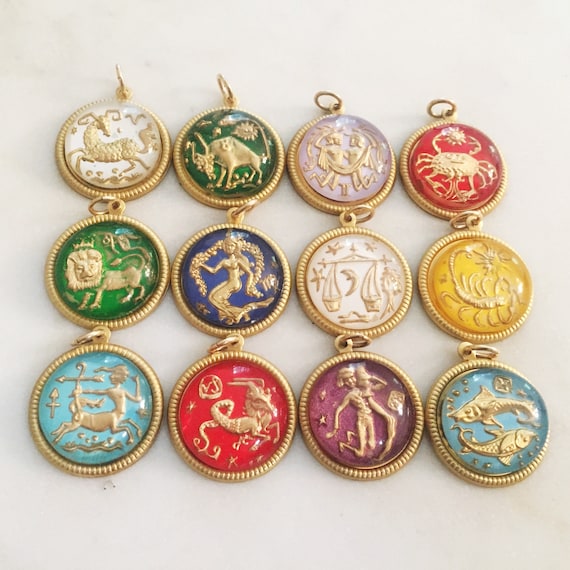 vintage aries  zodiac charm necklace  astrologica… - image 8