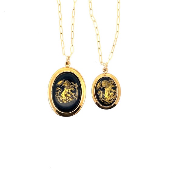 Rare Vintage Large black & gold Leo zodiac charm … - image 5