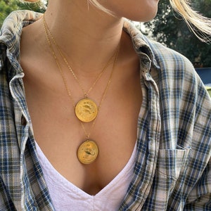 amazing coin rare zodiac necklace coin, medallion pendant, all 12  signs in stock, birthday gift zodiac, boho jewelry, horoscope, gold