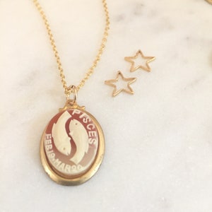 Vintage Cancer zodiac charm, Cancer cameo necklace, vintage horoscope , zodiac cancer charm, boho cool vintage zodiac, Cancer star sign image 7