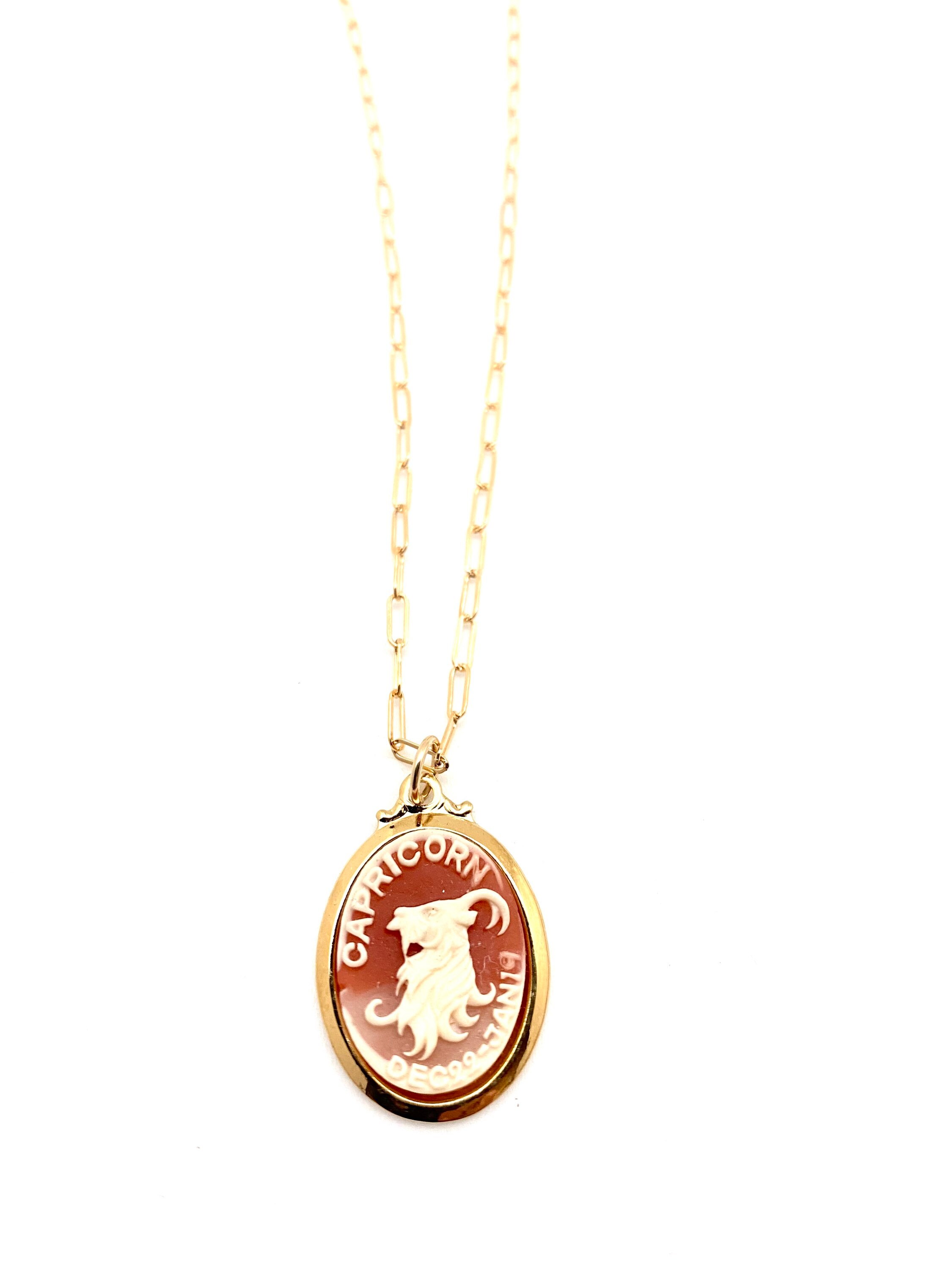 Vintage Capricorn Zodiac Charm Necklace 