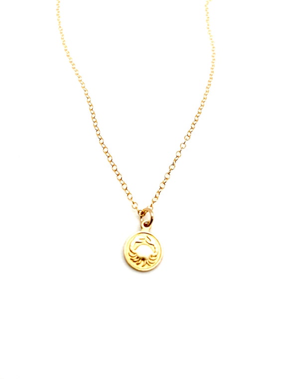 Tiny gold zodiac sign  Vintage cancer necklace  L… - image 6