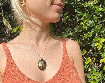 Large Rare Vintage Pisces Necklace, Boho Zodiac Charm, Cool