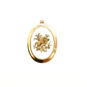 Vintage Aquarius white and gold small charm, zodiac necklace, astrology jewelry, unique horoscope charm, Aquarius water-bearer charm