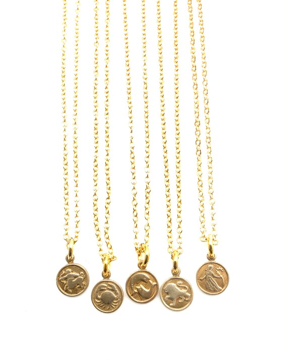 Tiny gold zodiac sign  Vintage cancer necklace  L… - image 7