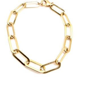 14 k gold filled heavy paperclip chain bracelet  gorgeous gold  heavy gold bracelet amazing gold rectangular bracelet  gold paperclip link