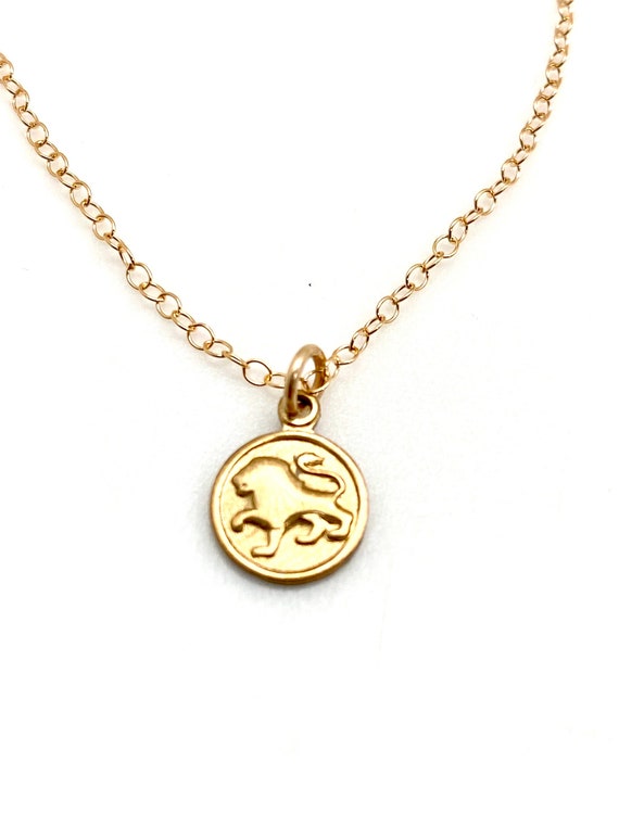 Tiny gold zodiac sign  Vintage leo necklace  Litt… - image 1