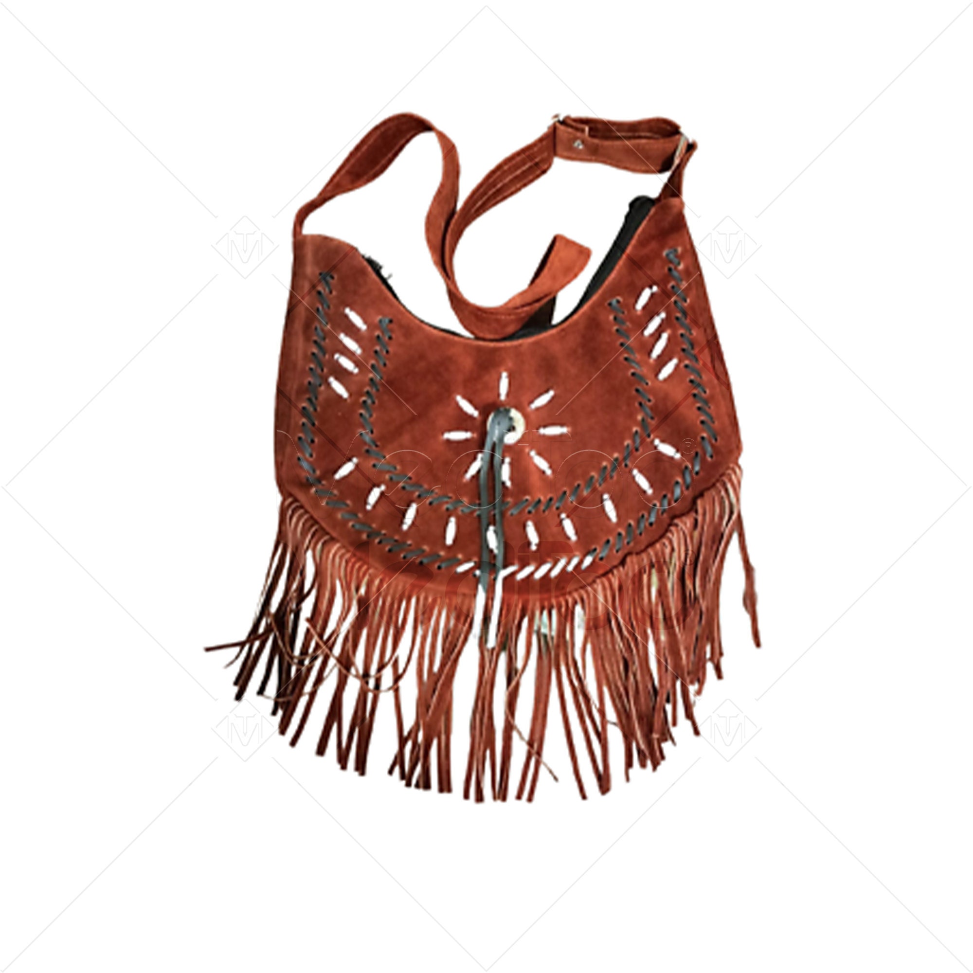 Cross Body Speckled Cowhide and Leather Fringed Handbag by Southwest Indian Foundation