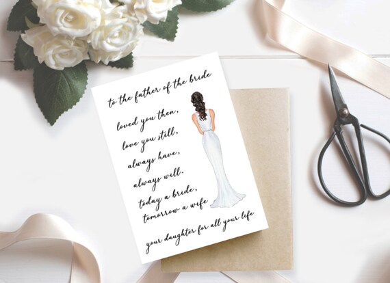 To The Father Of The Bride Wedding Day Poem Card For Dad From Etsy
