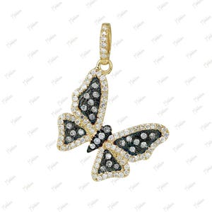 14k Yellow Gold Diamond Butterfly Charm 15x17mm, butterfly charm, charm necklace, charm bracelet, gold charms, butterfly charm pendant