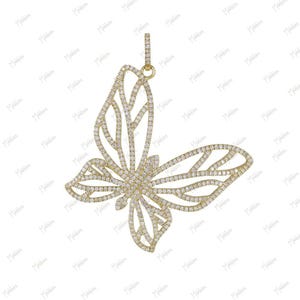 14k Yellow Gold Diamond Fringed Butterfly Pendant 30X36mm, butterfly pendant, diamond butterfly pendant, necklace pendant, gold pendant