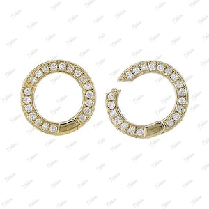 14k Yellow Gold One Side Diamond Round Clicker Charm Connector Enhancer 11mm, charm connector, clicker connector, gold charm holder
