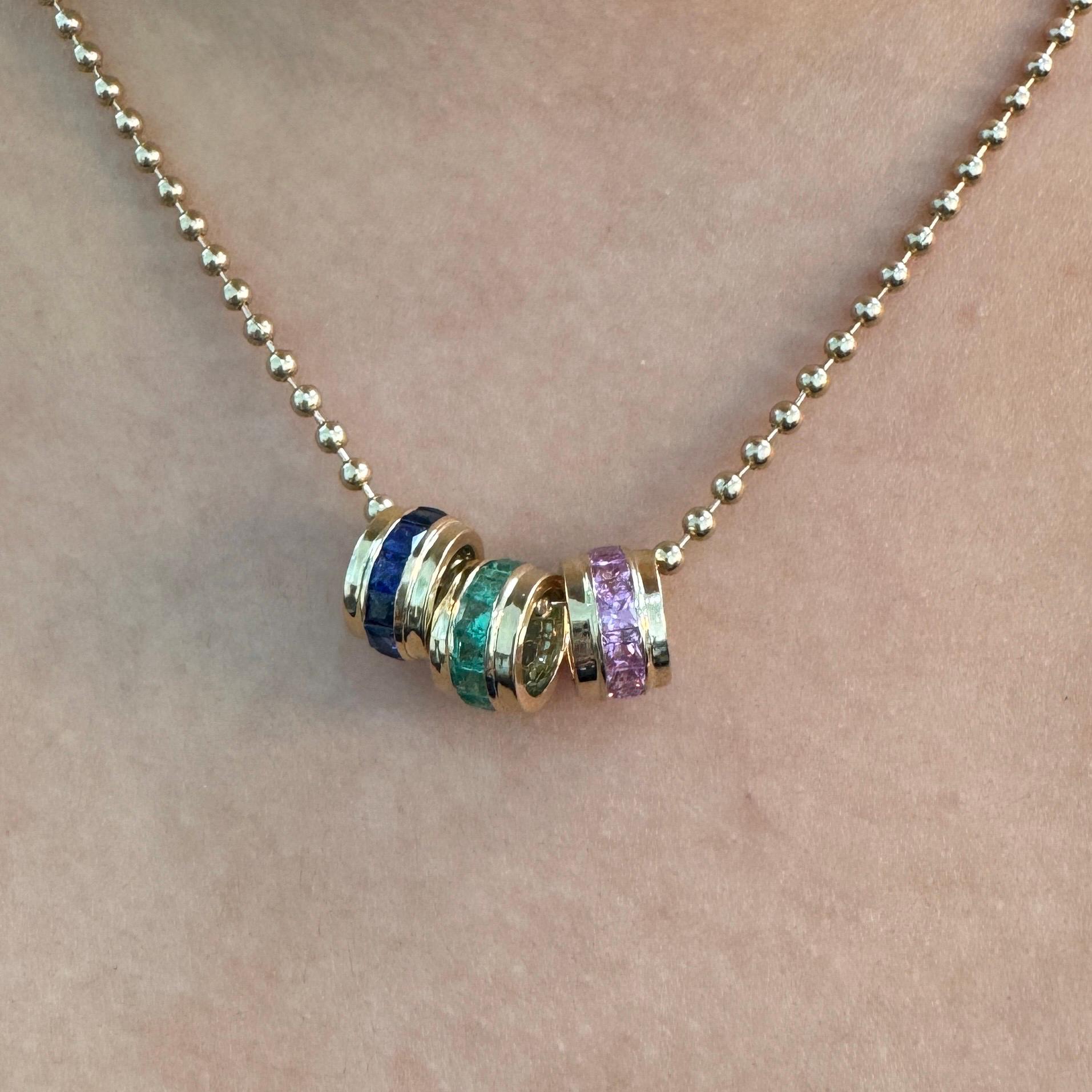 14k Yellow Gold Blue Sapphire/Emerald/Pink Sapphire/Ruby Roundel Bead 5.60x9mm, pandora style bead, rondelle spacer charms, Roundel Beads