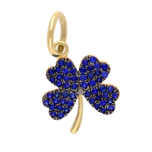 14k Yellow Gold Diamond/Blue Sapphire/ Emerald/ Pink Sapphire/ Ruby 4 Leaf Clover Pendant, pendant necklace, gold clover pendant