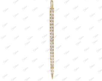 14k Yellow Gold Diamond Spike Charm 25mm, diamond spike charm gold, spike charm for necklace, spike charm for bracelet, gold charm necklace