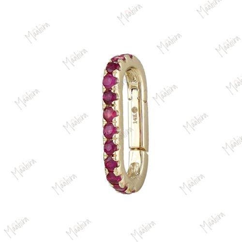 14K Gold Diamond Charm Enhancer Connector - Rectangle Clicker (7x14mm ...