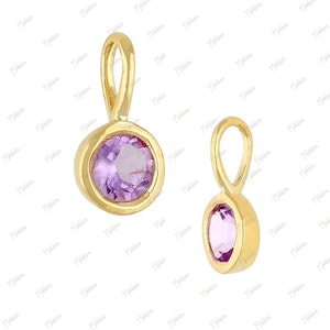 14k Yellow Gold Natural Gemstone Bezel Charm 4mm x 7.7mm