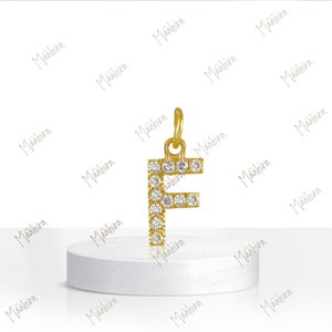 14k Yellow Gold/White Gold Diamond Letter F Charm 4.20x6.50mm, Initial letter charm, Letter charms, Letter pendant, Initial pendant