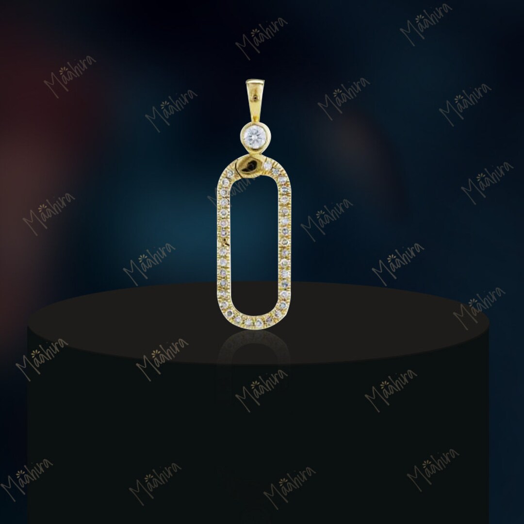 14k Yellow Gold Rounded Rectangle Charm Enhancer, Clicker Connector ...