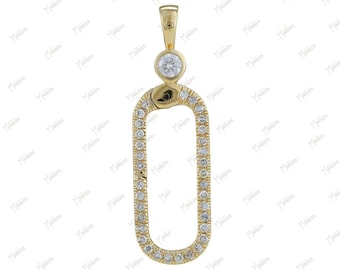 14k Yellow Gold Diamond Turquoise Charm Enhancer Connector, 10x34mm